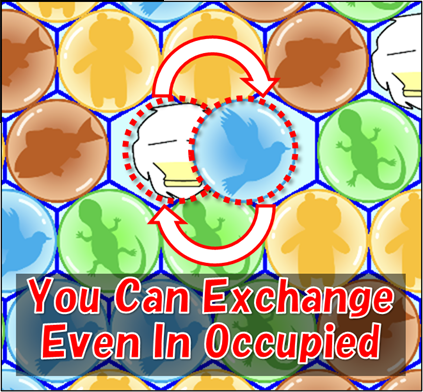 You Can Exchange Contents Even In Occupied Hexagon.