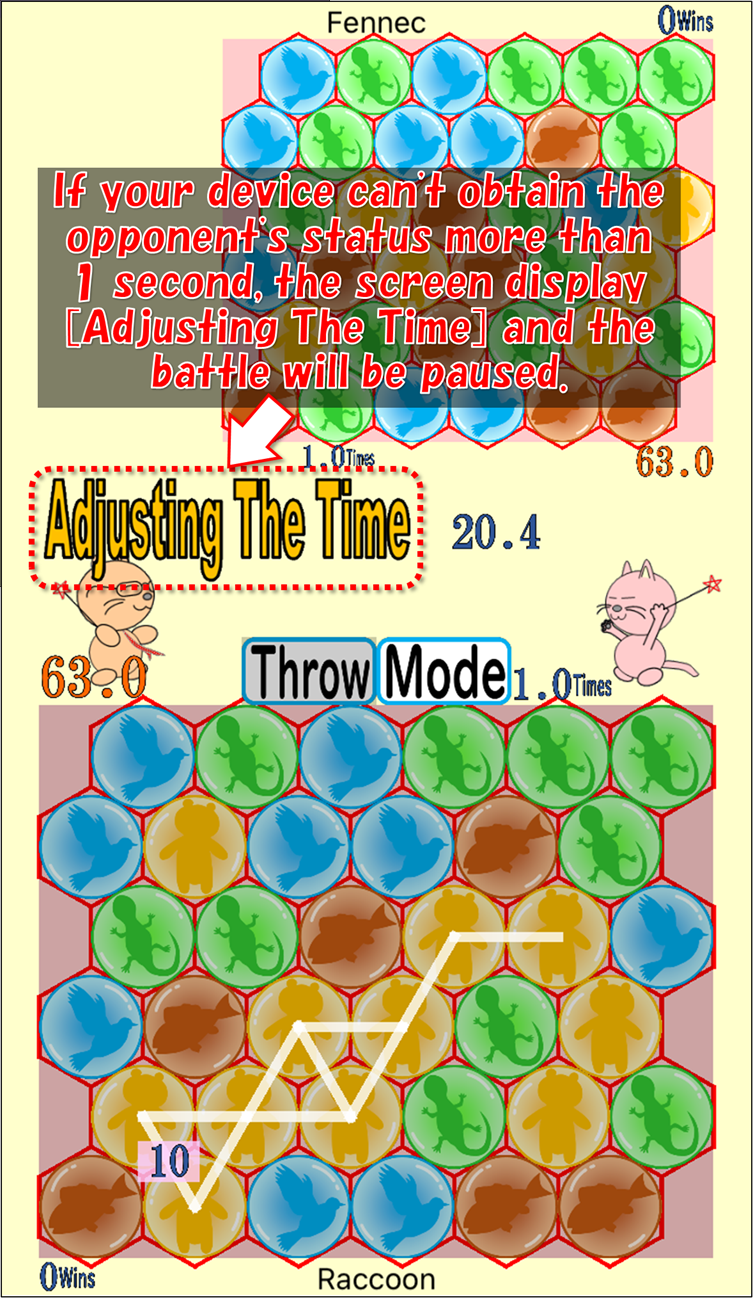 the screen display [Adjusting The Time] and the battle will be paused