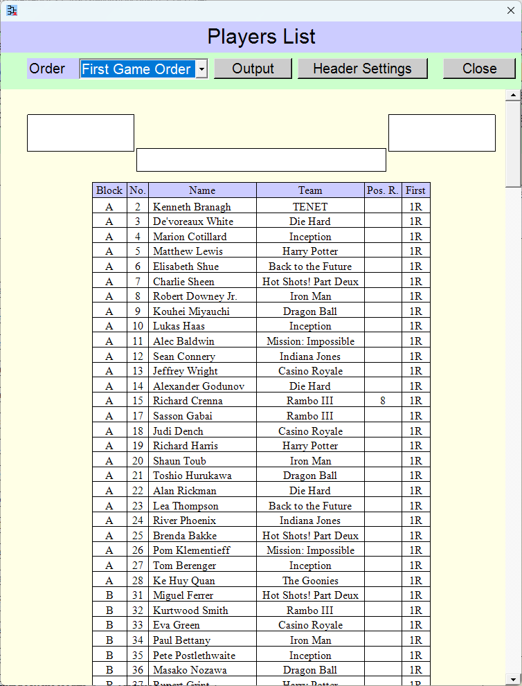 [Players List] window