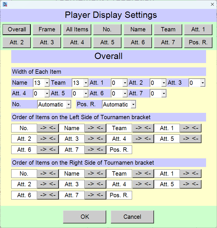 [Player Display Settings] window