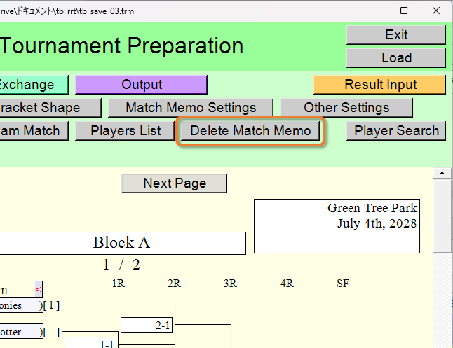 [Delete Match Memo] button