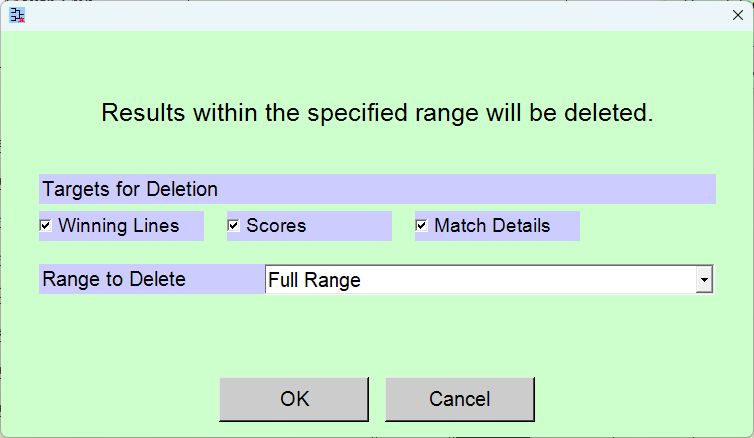 [Delete Results] window