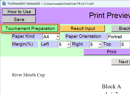 [Tournament Preparation] button