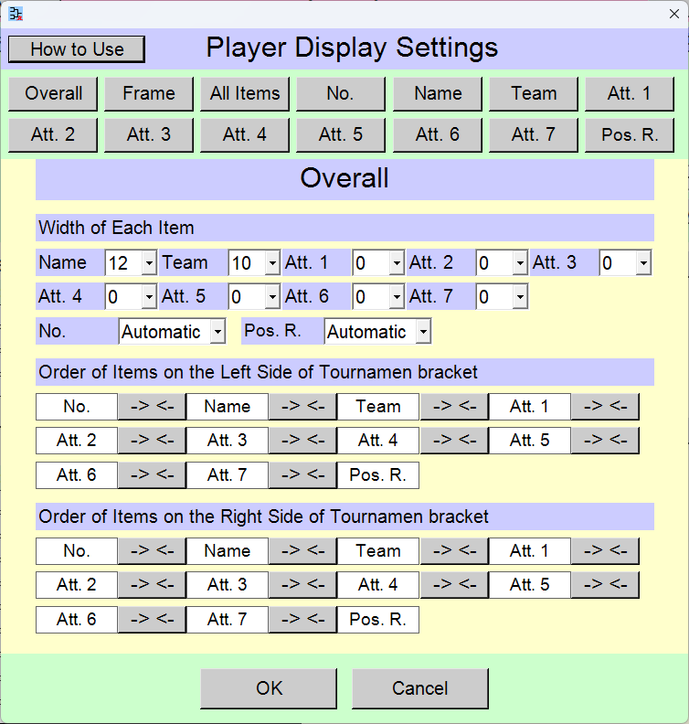 Player Display Settings