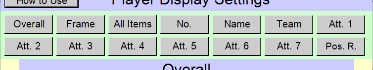 Buttons for Selecting Items to Change