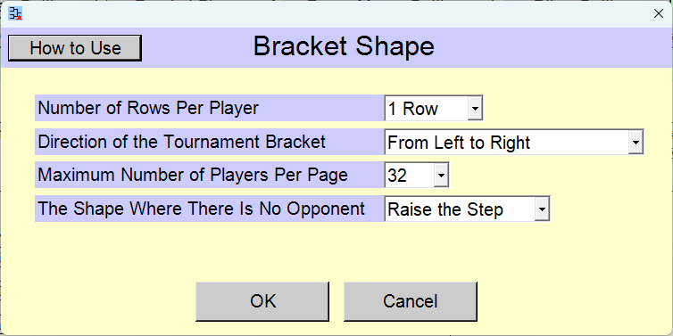 Bracket Shape Settings