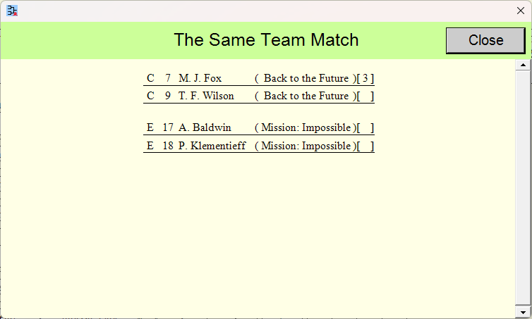 [Same Team Match] window