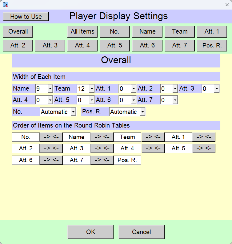 [Player Display Settings] window
