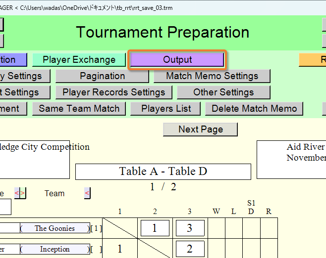 Output of the Round-Robin Table(s)