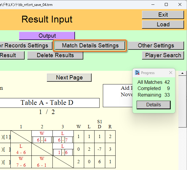 [Match Details Settings] button