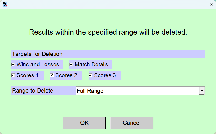 [Delete Results] window