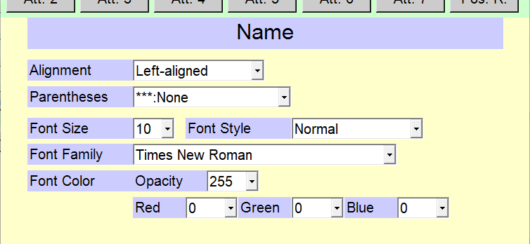Settings of Name