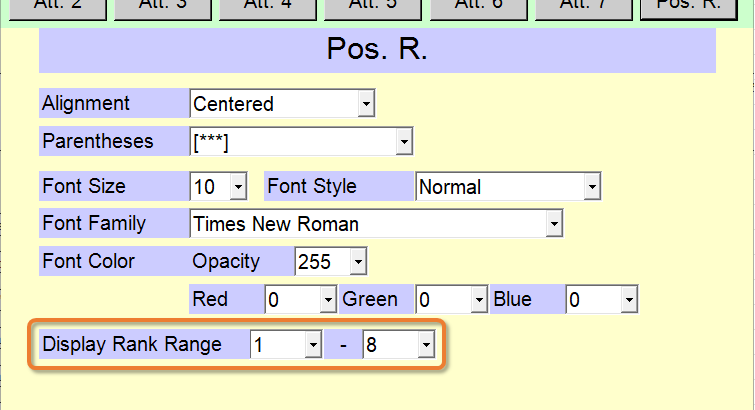 Settings of Name