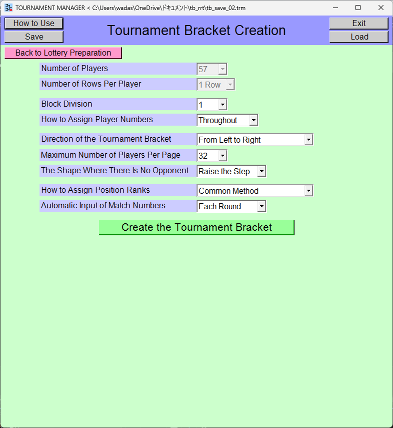 Tournament Bracket, Tournament Bracket Creation