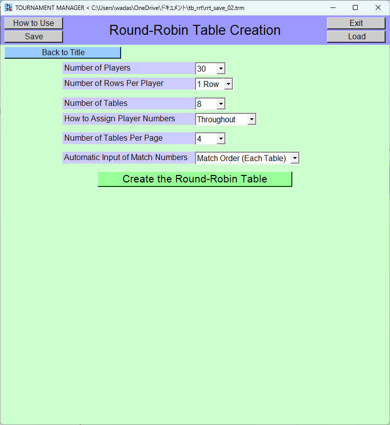 Round-Robin Table, Round-Robin Table Creation